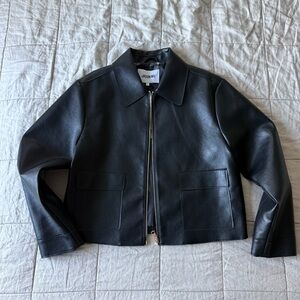 NWT Jason Wu Black Faux Leather Zip-Up Jacket